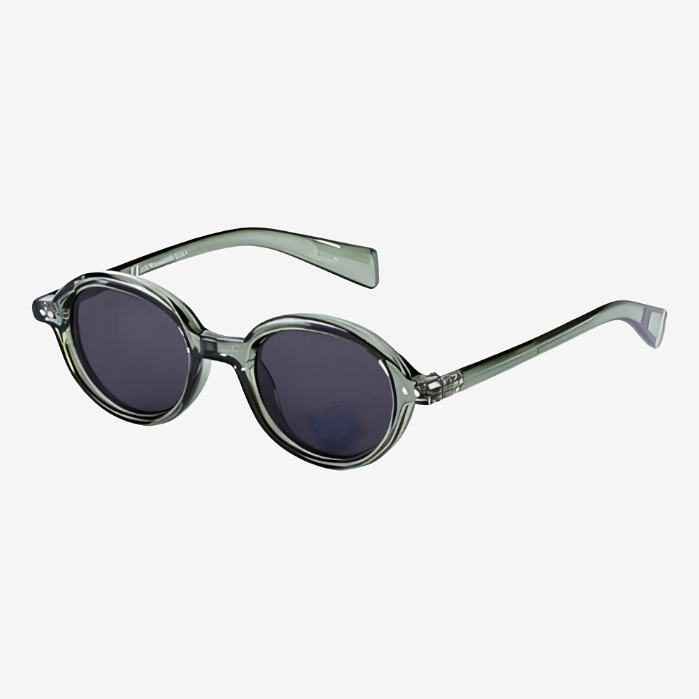 Thumbnail: Small oval framed black green lenses sunglasses 70s 80s