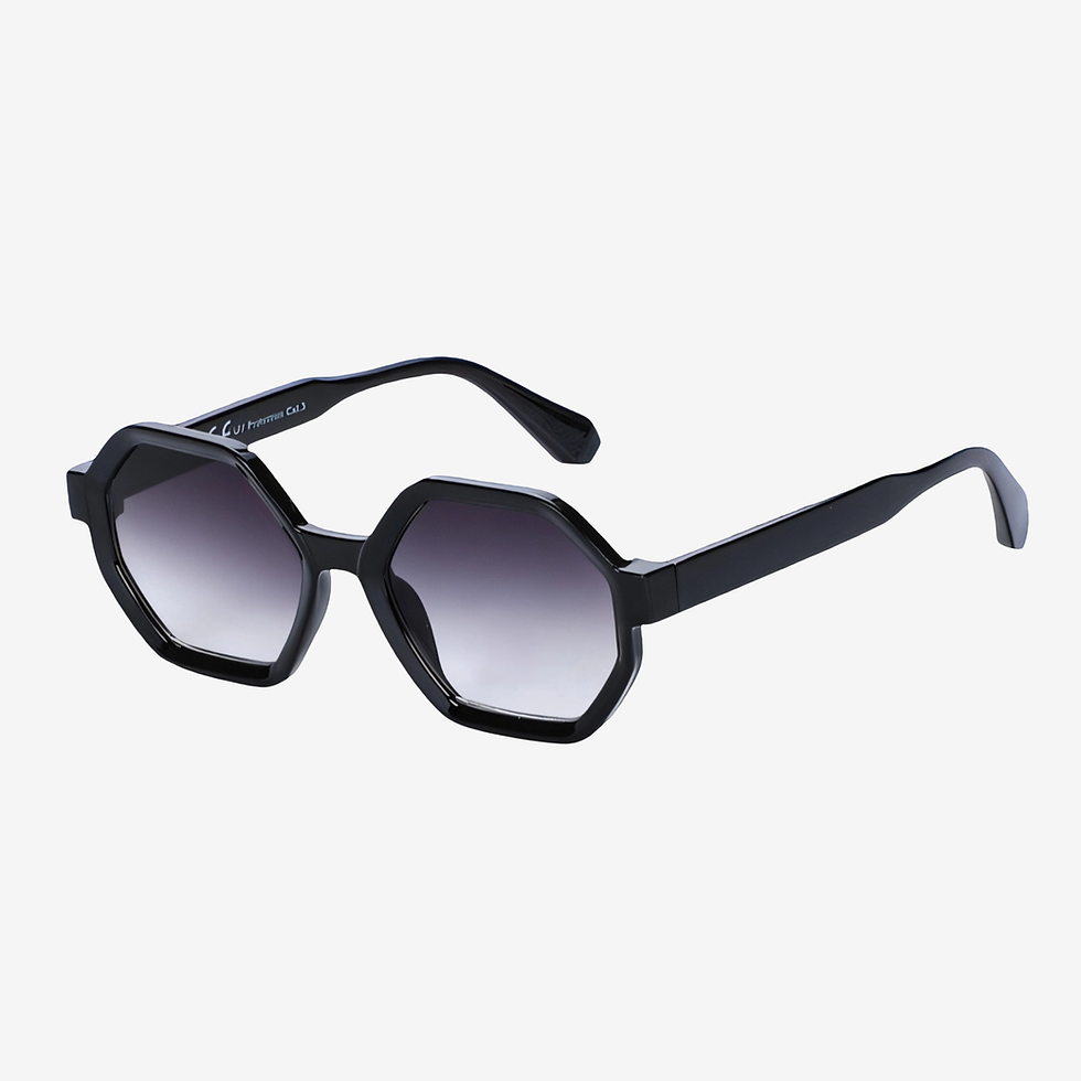 Thumbnail: Retro Limited Hexagonal Framed 60S 70s black sunglasses