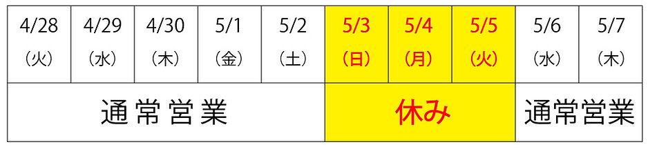 GW休日カレンダー