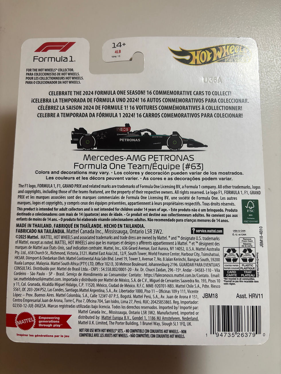 Thumbnail: Hot Wheels Mercedes Amg Petronas Formula One Team 