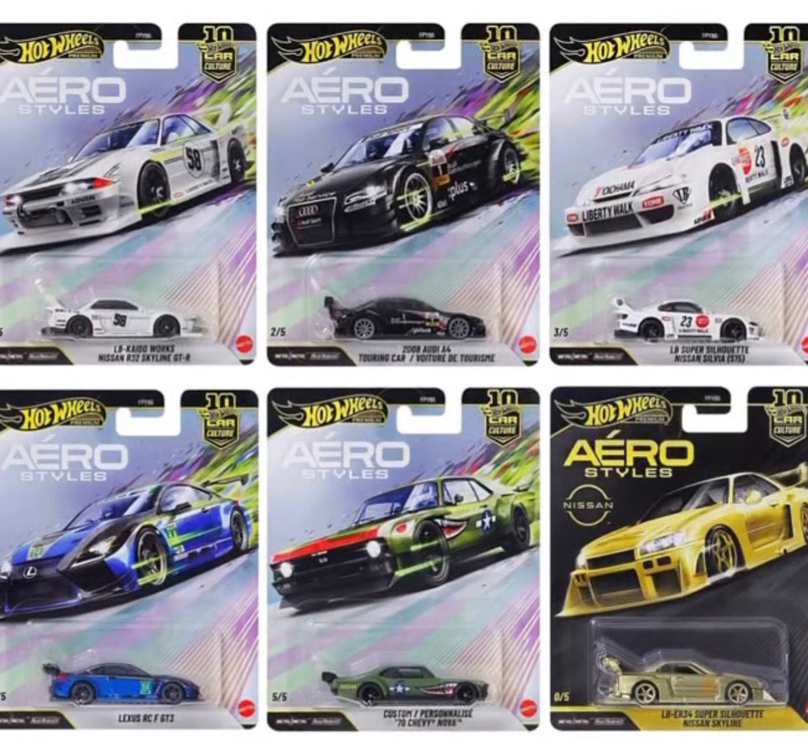 Hot Wheels Premium Aero Styles Case of 10