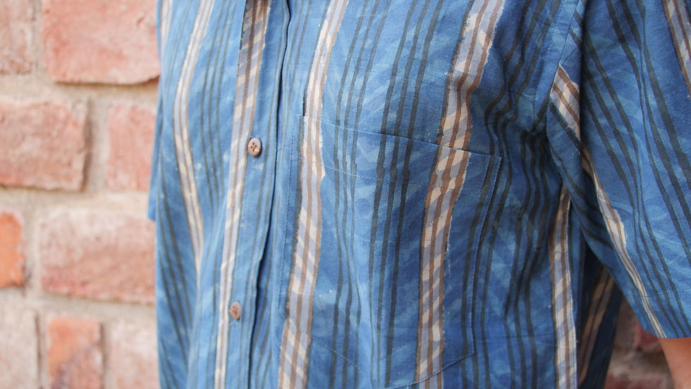 Thumbnail: Blue  Lines Half Sleeve Shirt