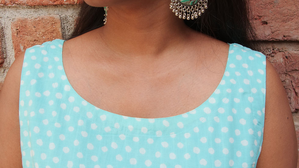 Thumbnail: Sky Blue Polka Dots Reversible Dress