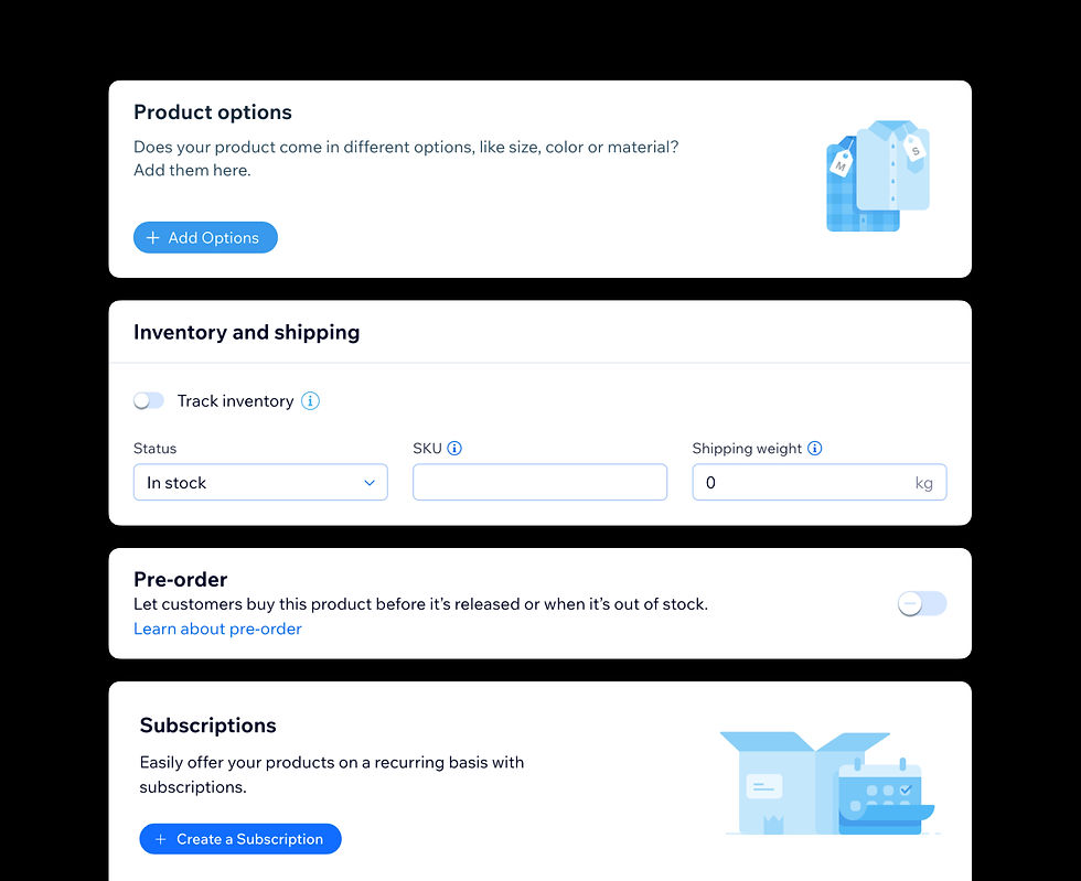 Wix Studio eCommerce features provide product management, inventory tracking, subscriptions, payment processing, and online store management tools.