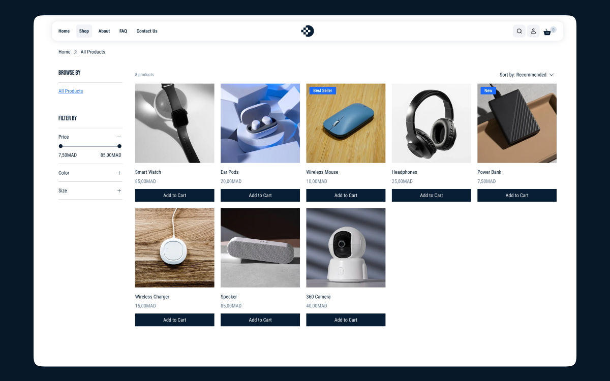 The Smart Template is a sleek, modern, and user-friendly design tailored for businesses in the electronics and tech industry. Built on Wix Studio, this template offers a robust and versatile foundation for showcasing products, engaging customers, and driving sales for electronics such as phones, laptops, tablets, and accessories.