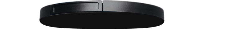 Dark circular dial with ridged edge