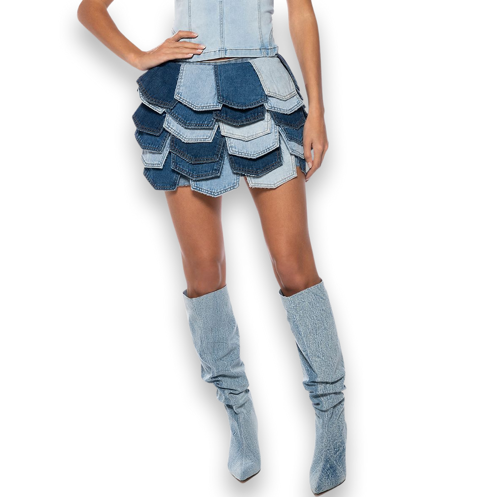Thumbnail: Multi Denim Pocket Patch Mini Skirt 