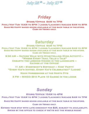 Hello to all you weekend wanderers and campground regulars