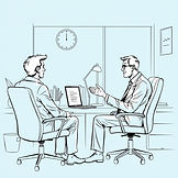 I want an image of an insurance agent sitting in his office and giving advice for his clie