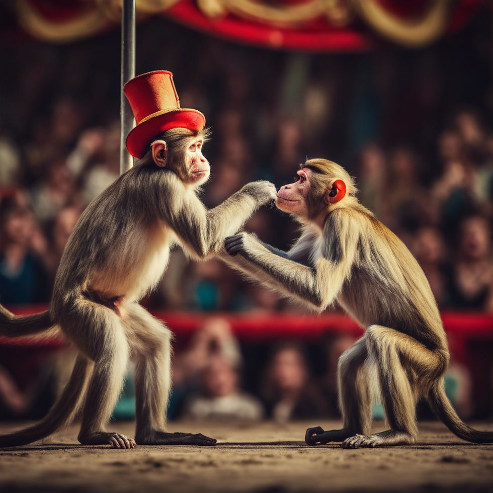 Monkeys performing in a circus.
