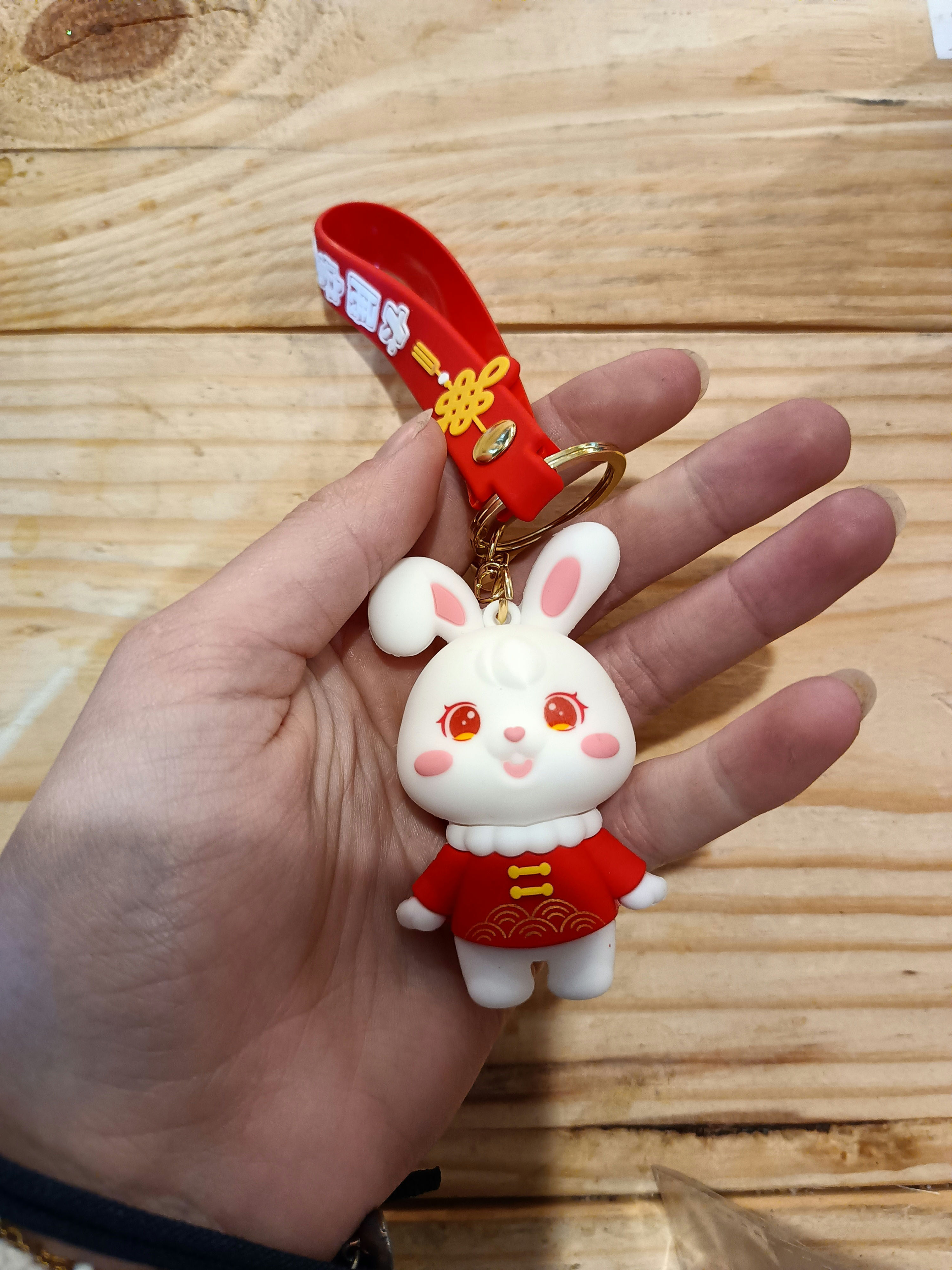Bunny in Red Keychain - pandas