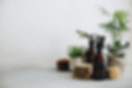 Cleaning supplies on table