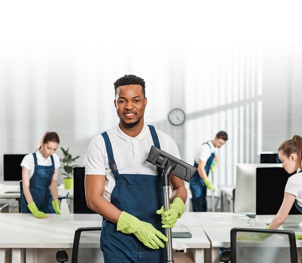 People cleaning an office