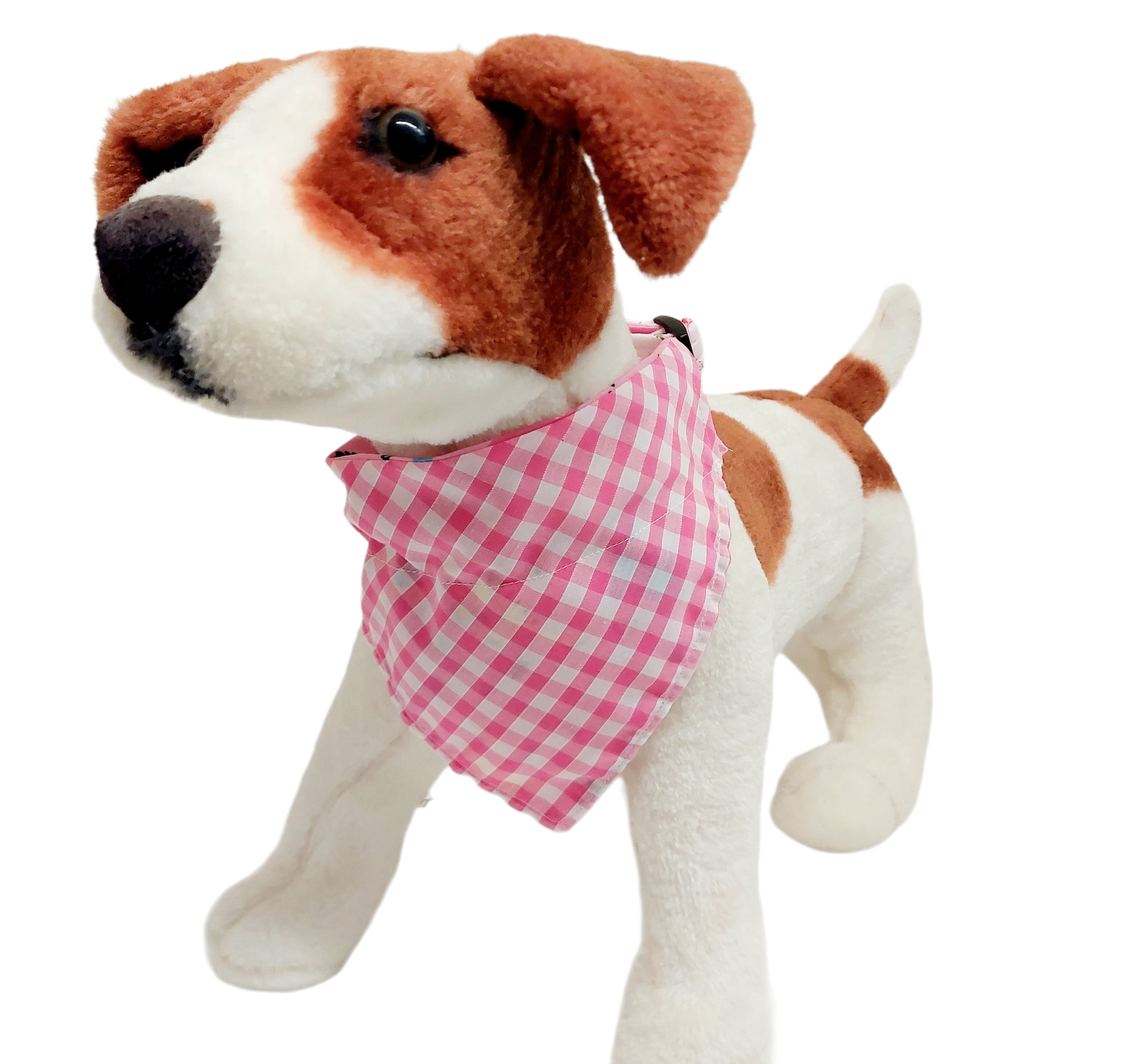 Dog Bandana Pink Gingham Reversible Dinosaur