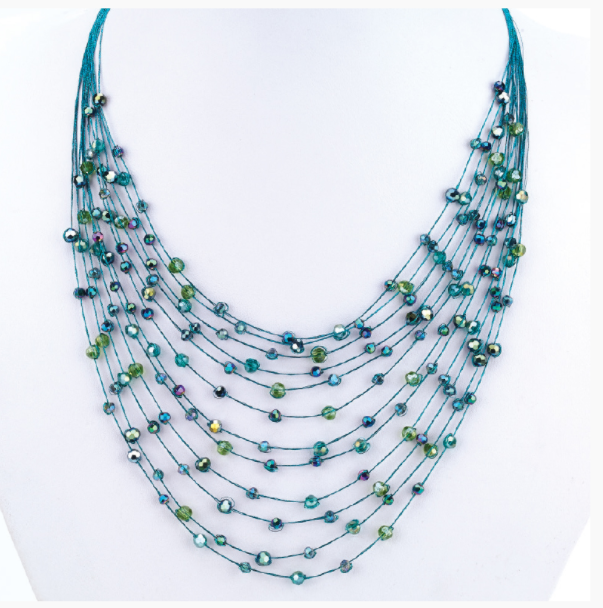 Thumbnail: 12 Strand Necklace on Silk