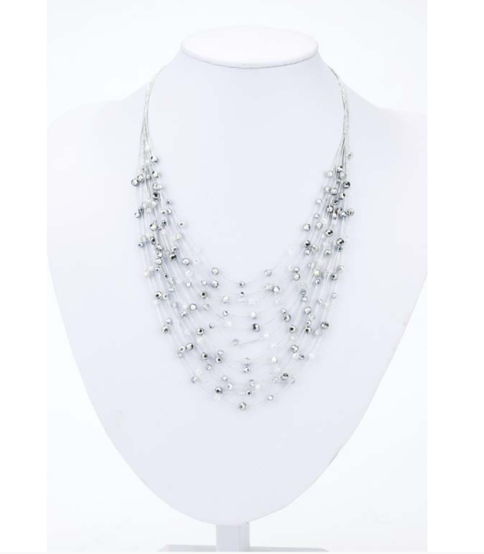 Thumbnail: 12 Strand Necklace on Silk