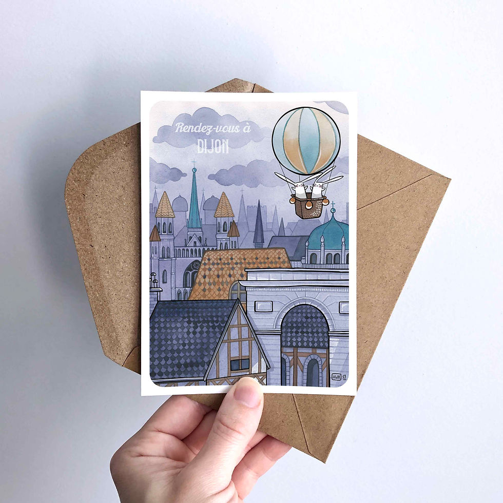 Miniature : Illustration " Rendez-vous à Dijon " - Formats A6, A4 et A3