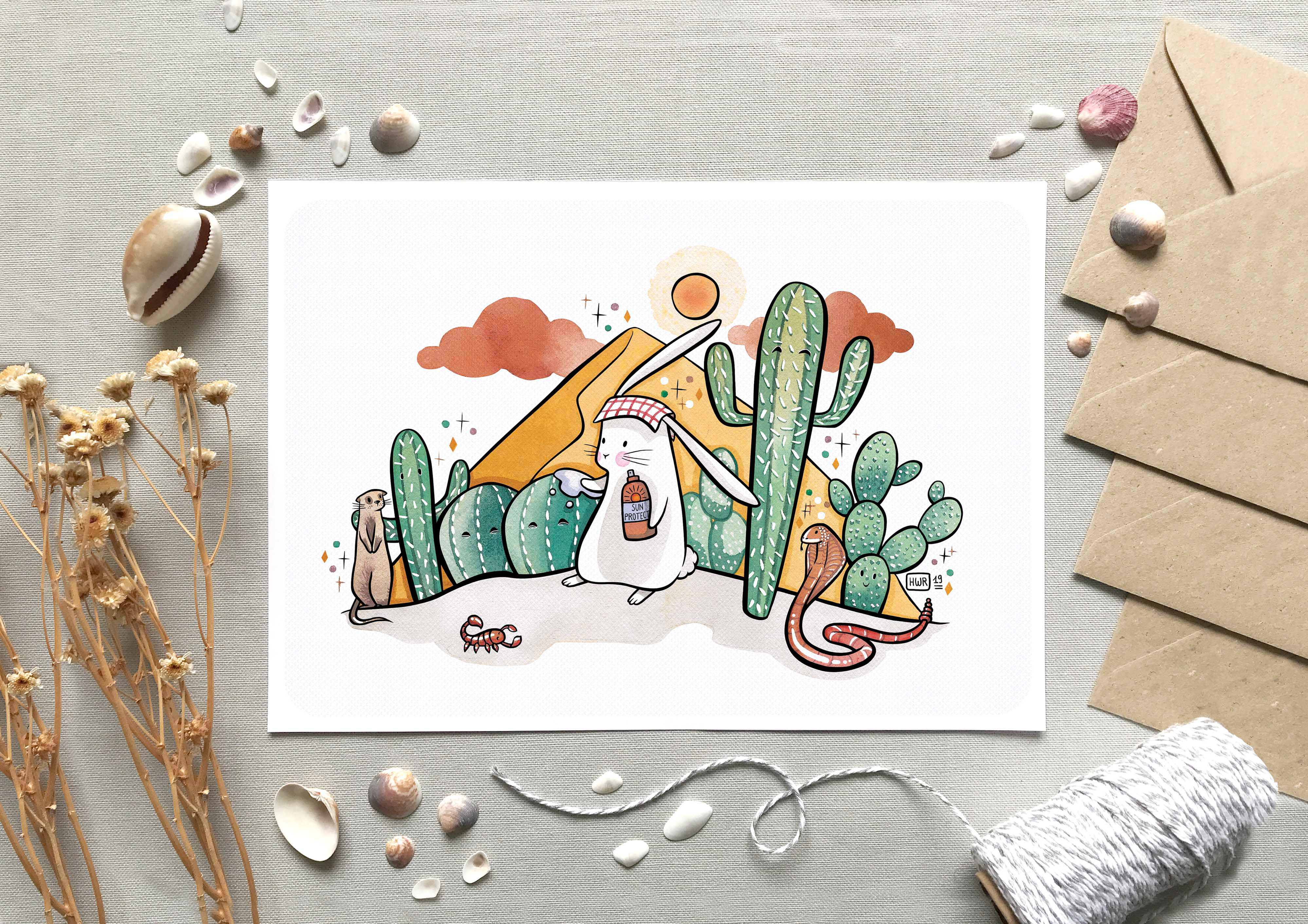 Illustration " Les amis du désert " - Formats A6, A4 et A3