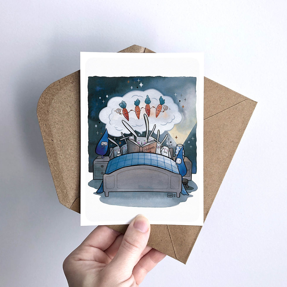 Miniature : Illustration " Histoire du soir " - Affiche et carte formats A6, A4 et A3