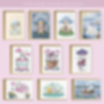 Vue de dessus des 10 cartes du pack avec enveloppes kraft, lapins blancs, animaux mignons et cartes de Pâques.