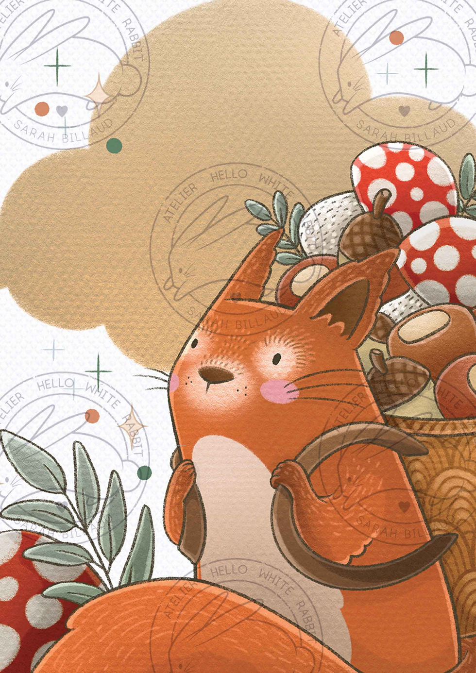 Miniature : Illustration " Provisions d'écureuil " - affiche et carte formats A6, A4 et A3