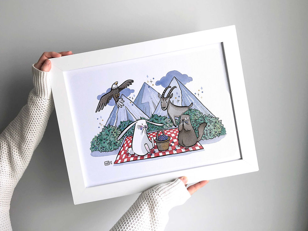 Miniature : Illustration " Les amis de la montagne " - Formats A6, A4 et A3