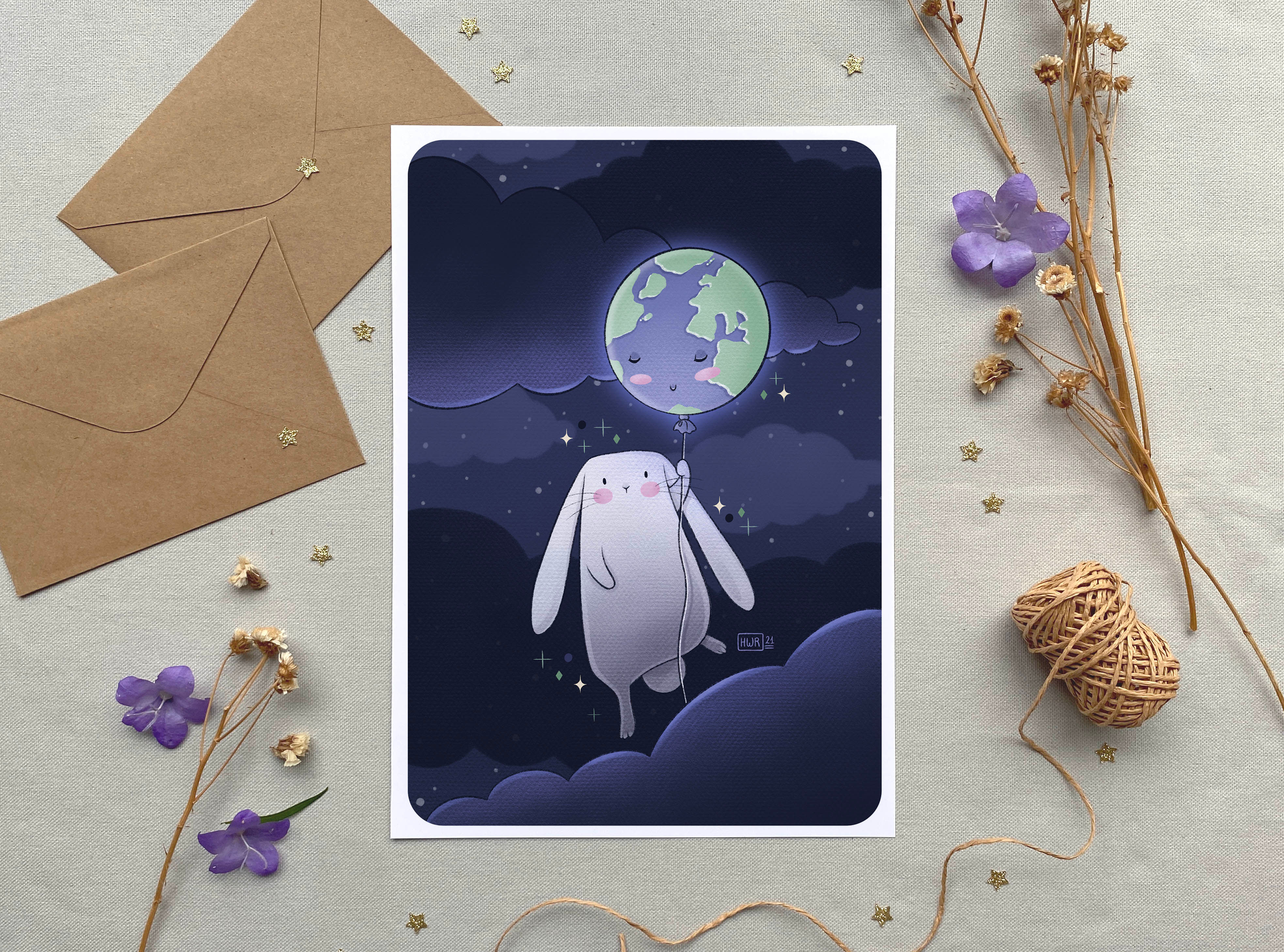 Illustration " Chère Terre... " - Formats A6, A4 et A3