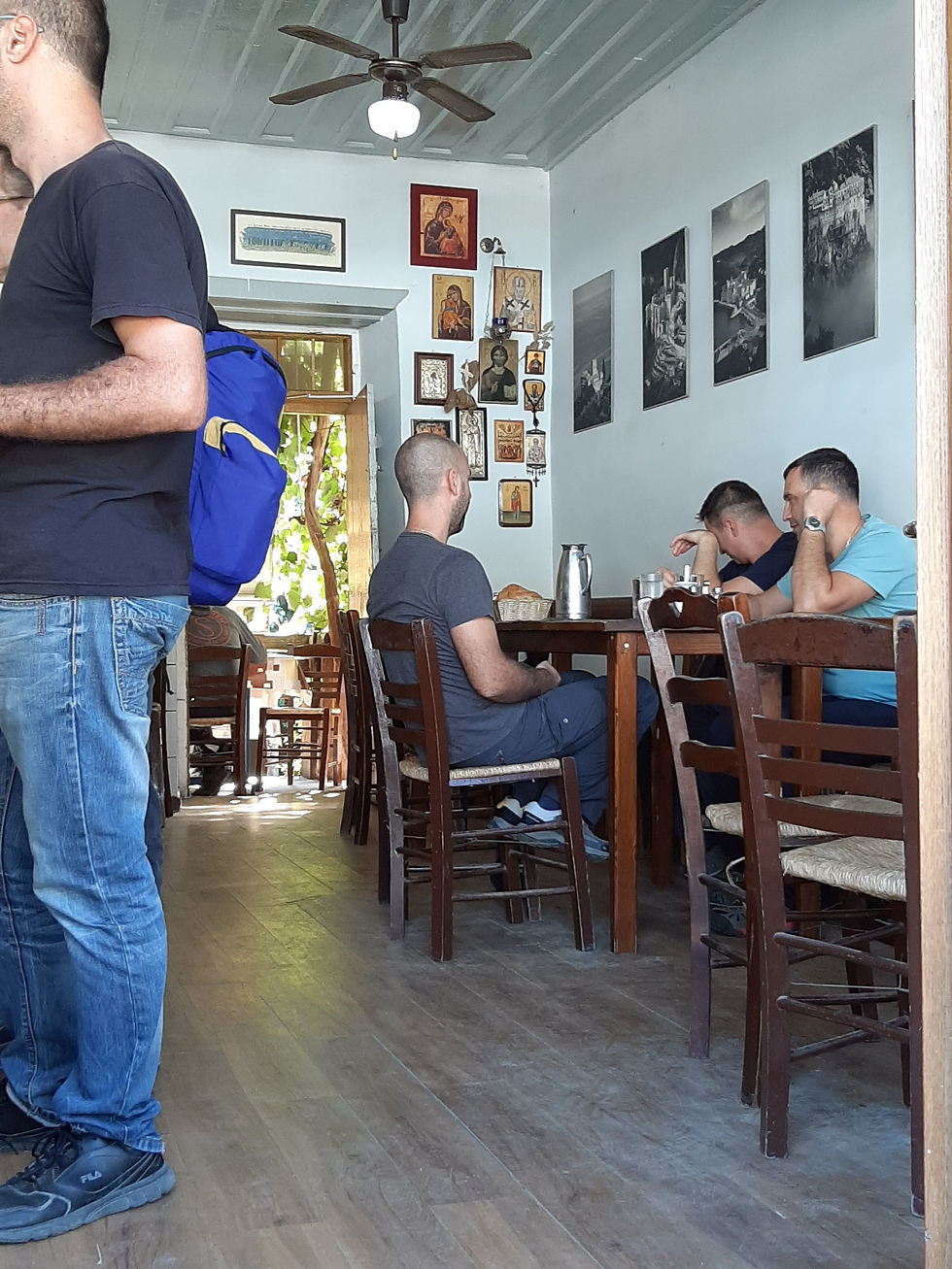 Café in Karies, Hauptstadt auf dem Berg Athos