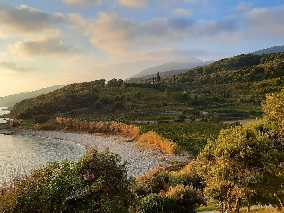 Morgenstimmung an der Skite Mylopotamos