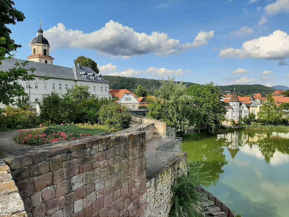 Bad Salzungen, Schnepfensteg, Evangelische Kirche Protestant Church und Amtsgericht District Court