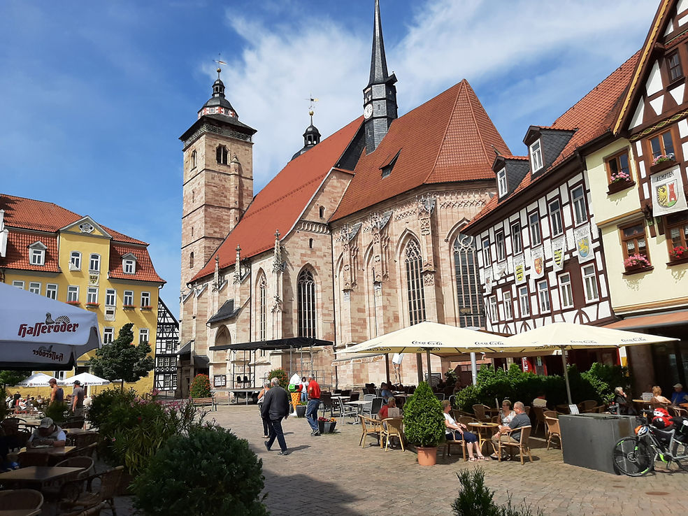 Schmalkalden, Thüringen, Thuringia, Altmarkt Old Market Square und Georgskirche St. George Church