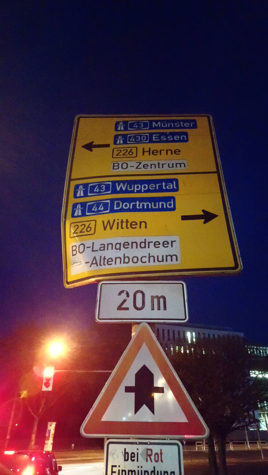 Altes Straßenschild, B 226, A 43, A 44, Bochum
