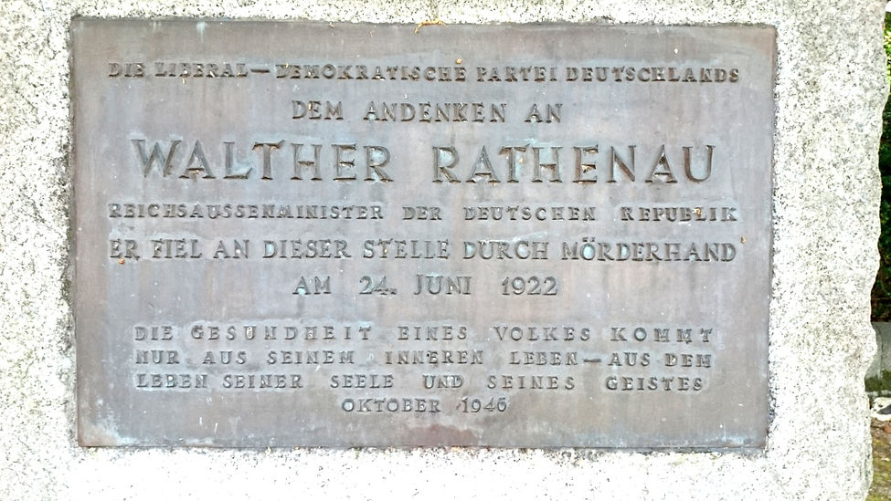 Walther Rathenau, Memorial Plate, Gedenktafel am Ort des Attentats at the Crime Scene