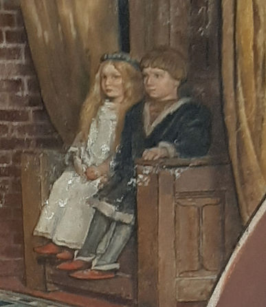 Kinderverlobung Johann III. Maria von Kleve, Detail eines Wandgemäldes im Rittersaal von Schloss Burg