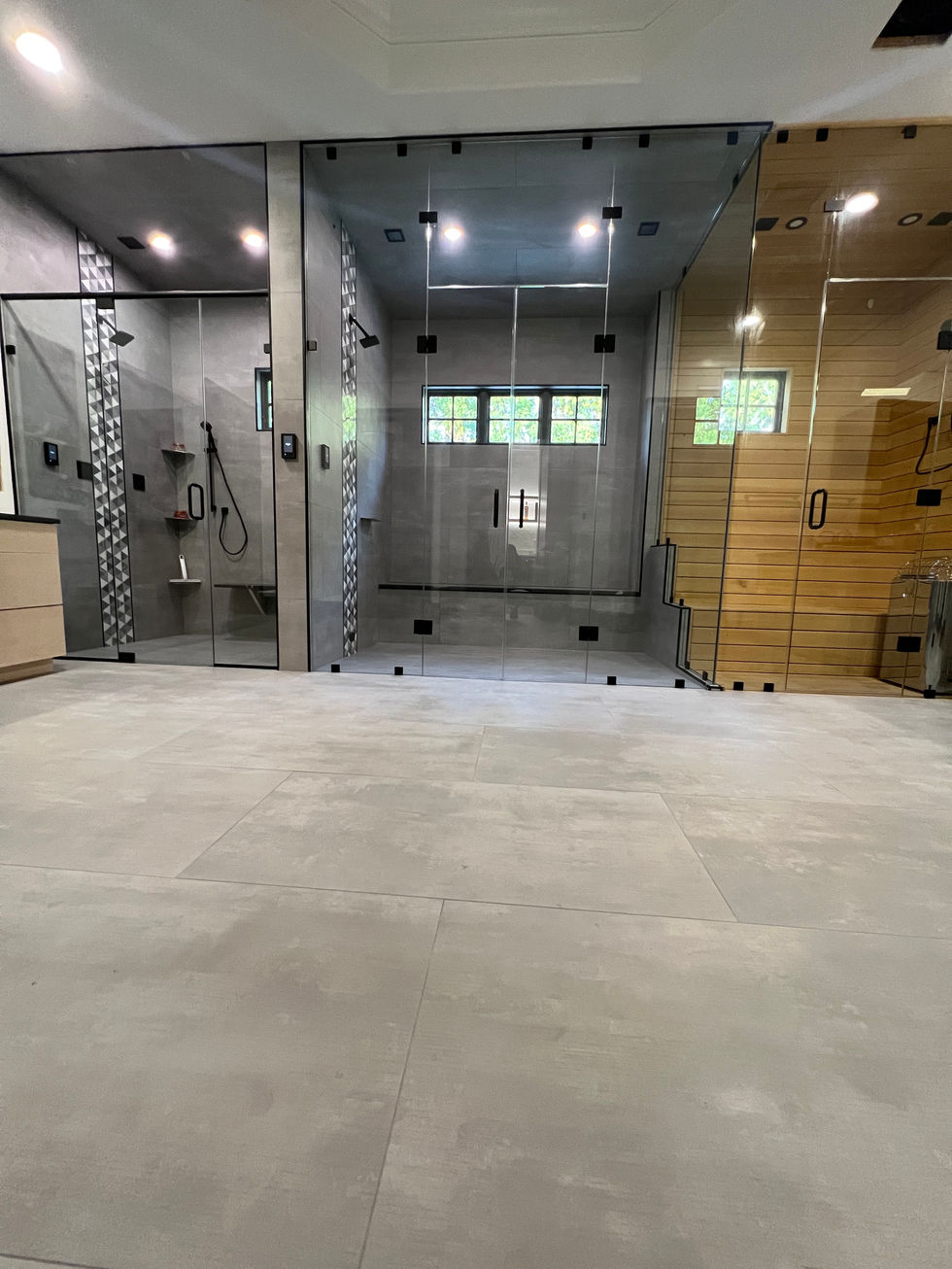 Full master bath remodel - floor to ceiling full glass encloser