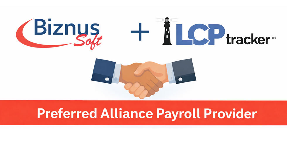 BiznusSoft Named Preferred Payroll Provider by LCPtracker: Certified Payroll on Salesforce Just Got Easier