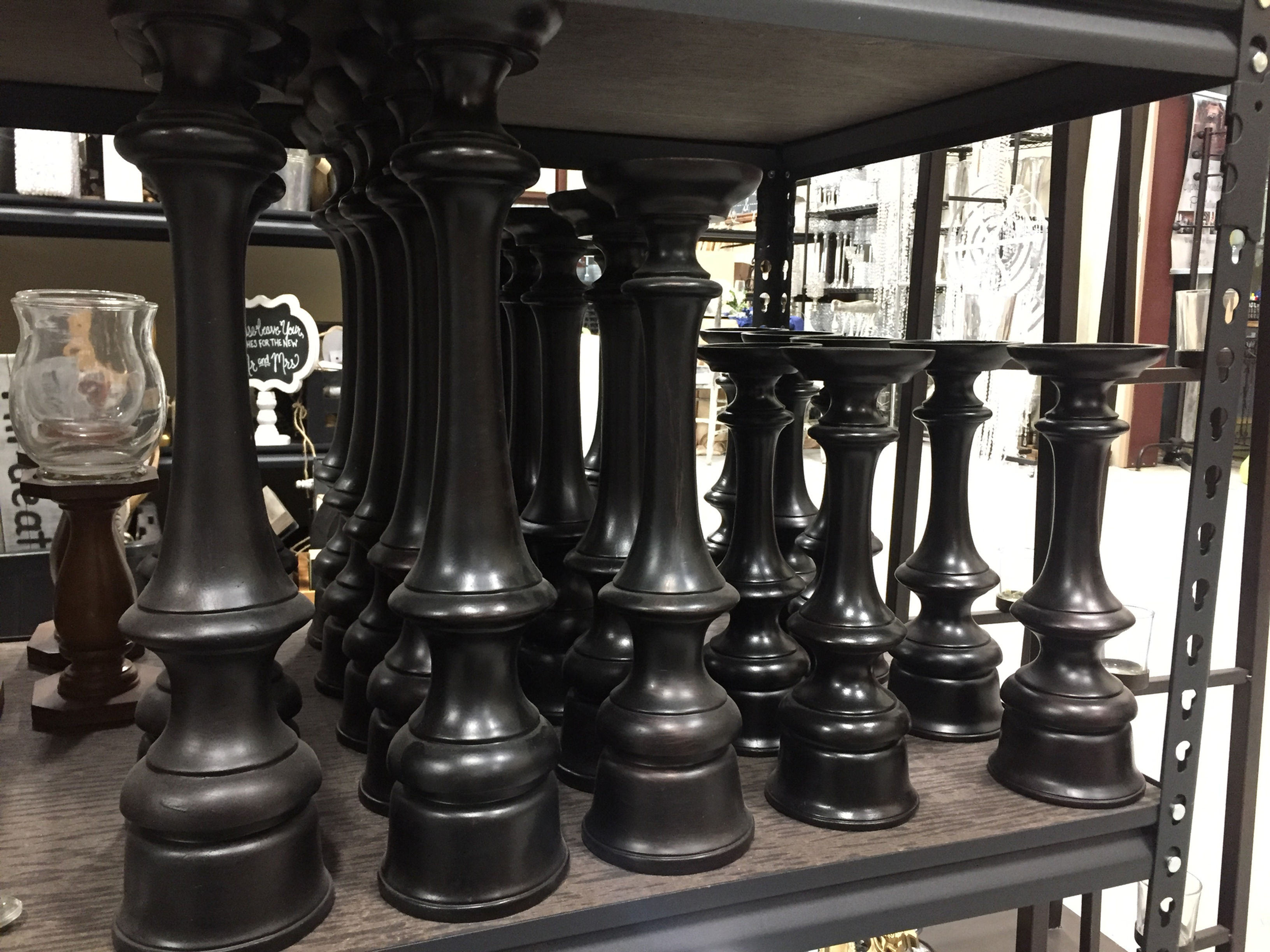 Black Wooden Candelstick Set of 3