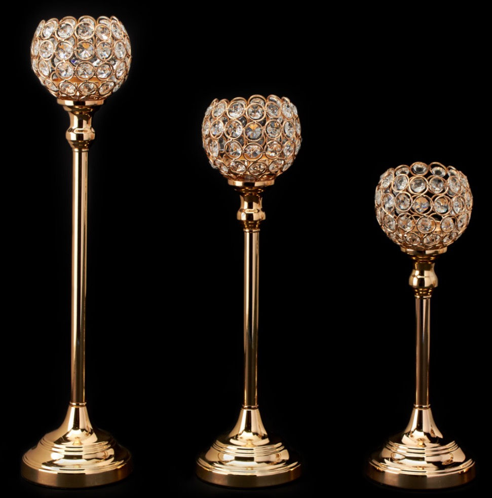 Thumbnail: Gold or Silver Rhinestone Candle Sticks