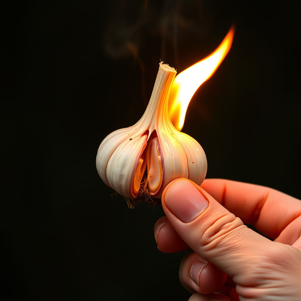 Picture does not depict the correct way to burn garlic.