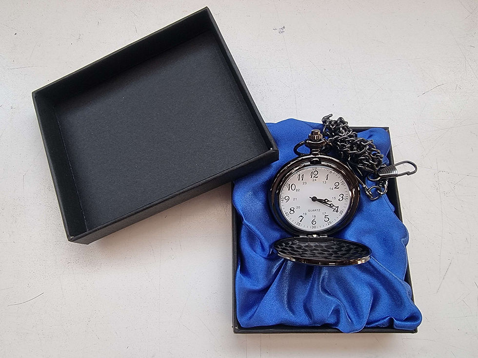 Thumbnail: Pocket watch black gift box set personalised
