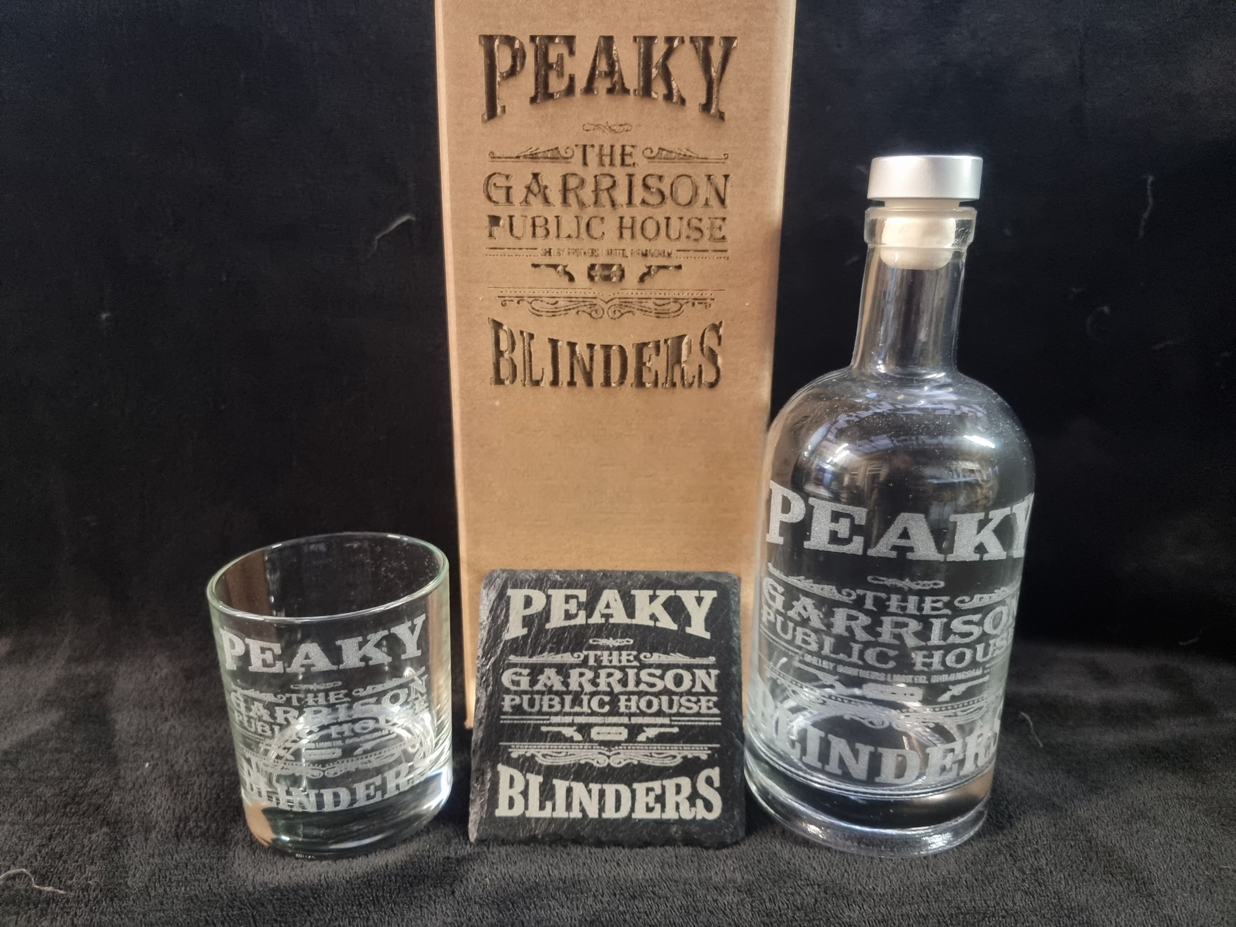 Peaky Blinders Garrison decanter box set can be personalised