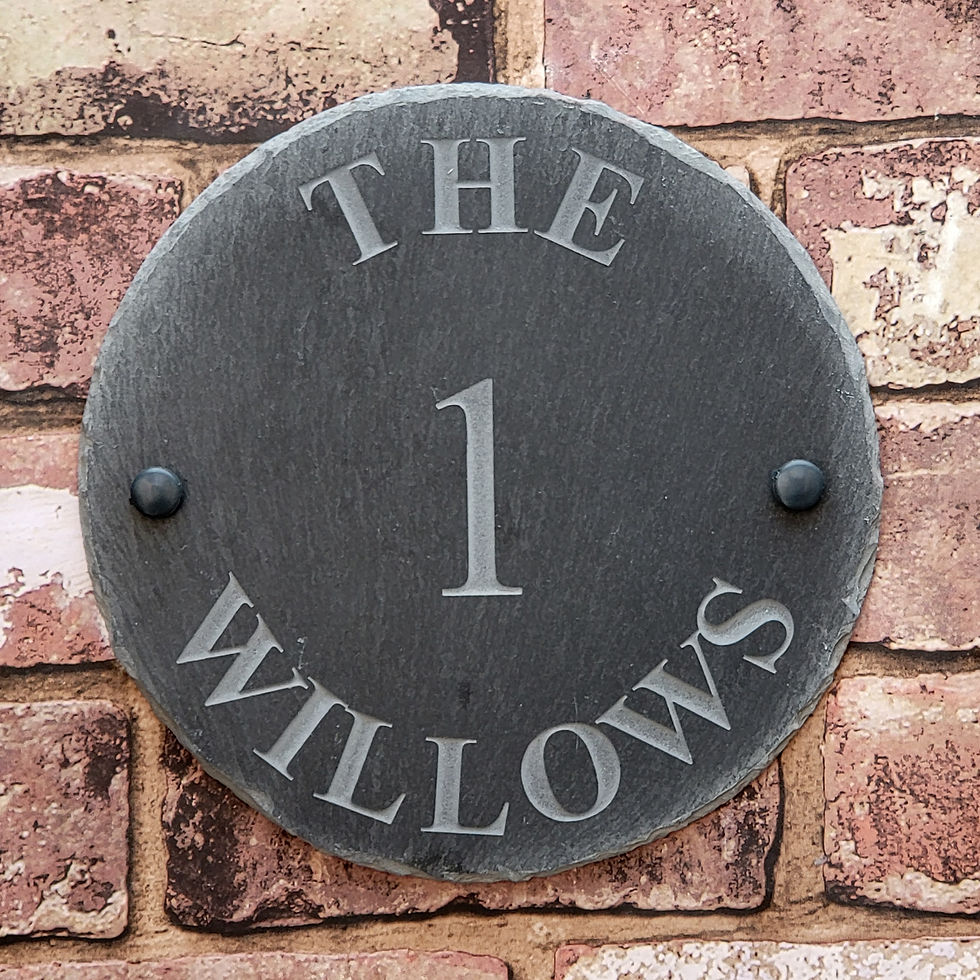 Thumbnail: Slate House Sign Circle Diameter Deep Engraved Personalised