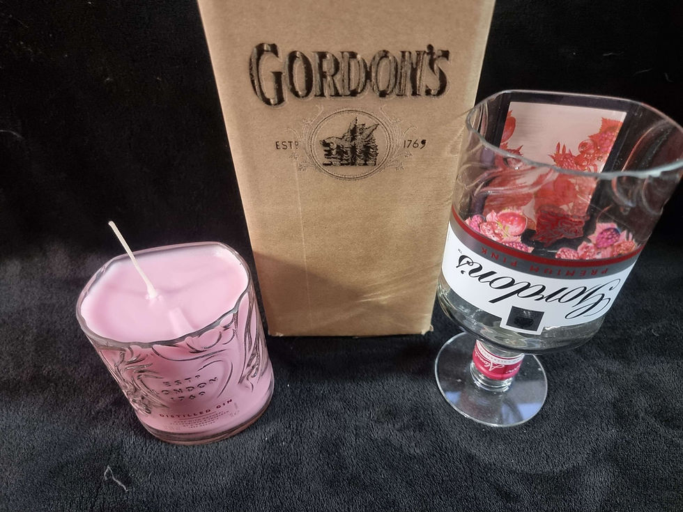 Thumbnail: Gin Pink candle and glass upcycled gift box set personalised