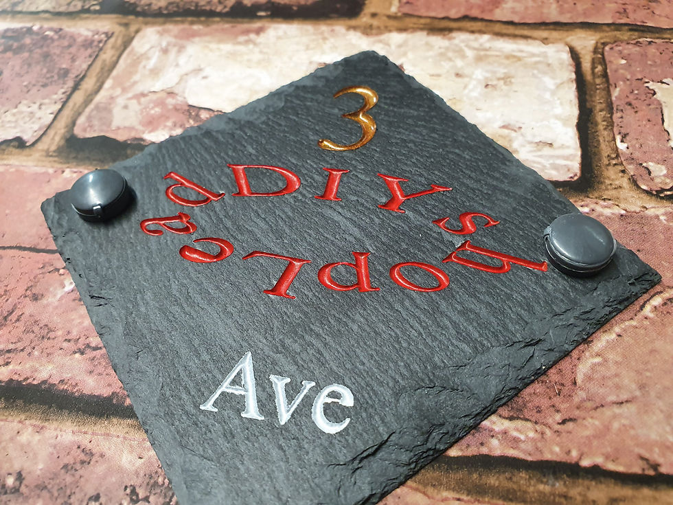 Thumbnail: Slate House Sign 135mm x 135mm Plaque Carved Painted Small Personalised