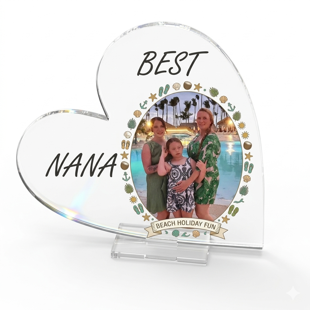 Clear Acrylic Freestanding personalised Heart Customizable UV Print gift box set