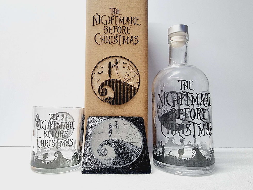 Thumbnail: Nightmare before christmas Black decanter box set can be personalised