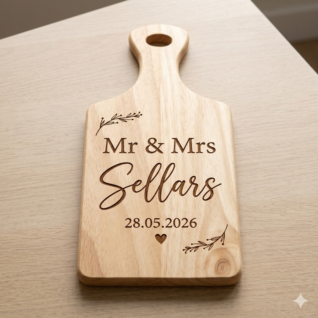 Wooden chopping board or serving board personalised