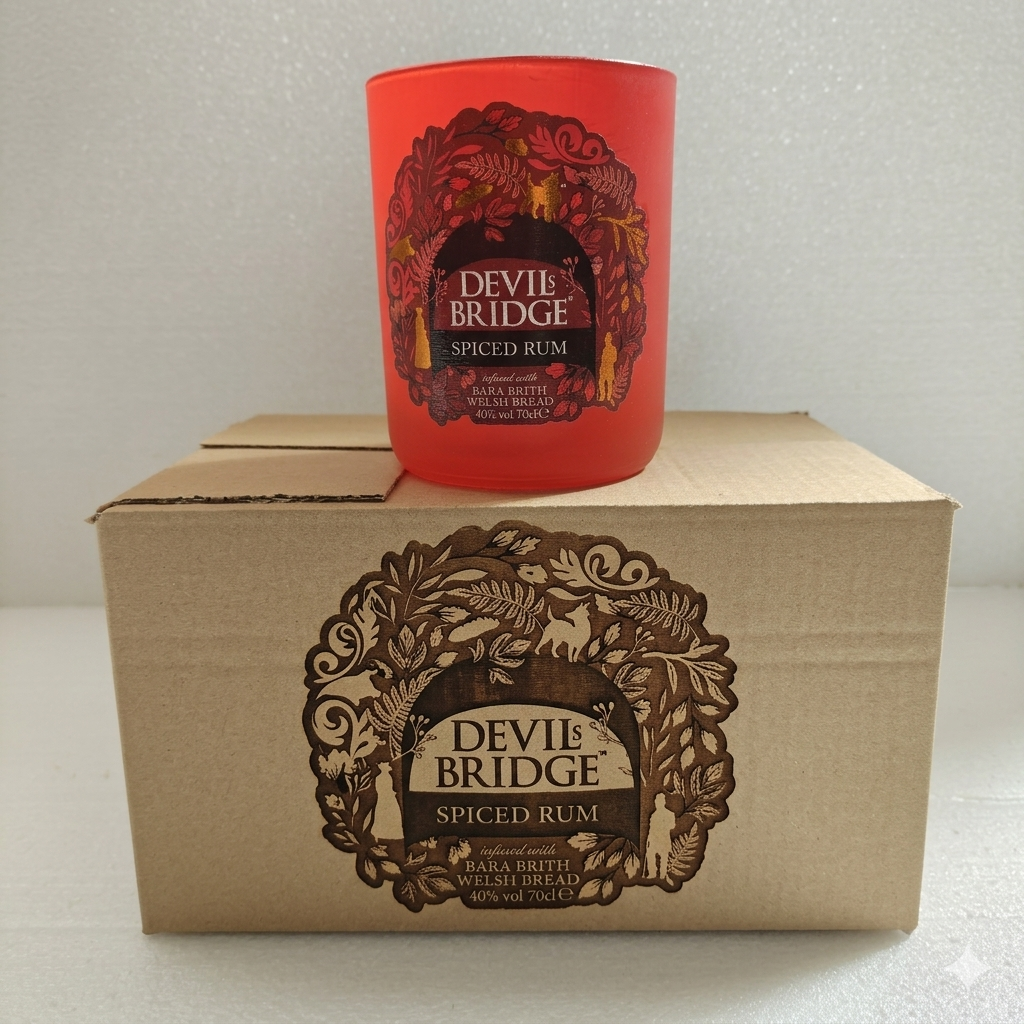 Devil's Bridge Spiced Rum personalised Upcycled Glass Gift Set