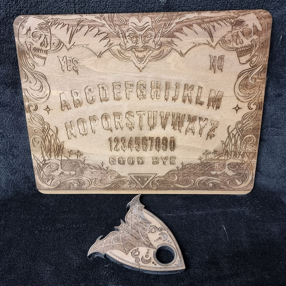 Thumbnail: Wood Gothic Ouija Spirit Board with Bat Planchard and personalized