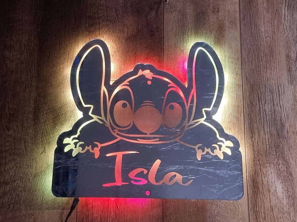 Thumbnail: Stitch Head Rainbow LED light up mirror or freestanding bed lamp personalised 